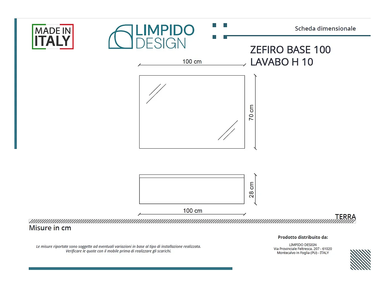 Mobile bagno sottolavabo con lavabo ad incasso L 100 x H 28 x P 46 specchio illuminato e porta asciugamano verde salvia