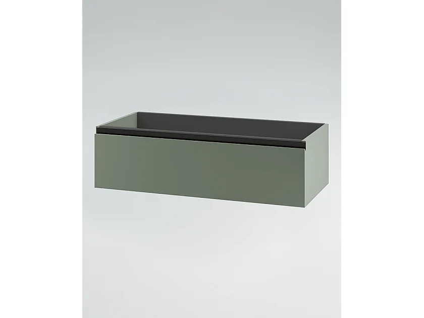 Mobile bagno sottolavabo con lavabo ad incasso L 100 x H 28 x P 46 specchio illuminato e porta asciugamano verde salvia