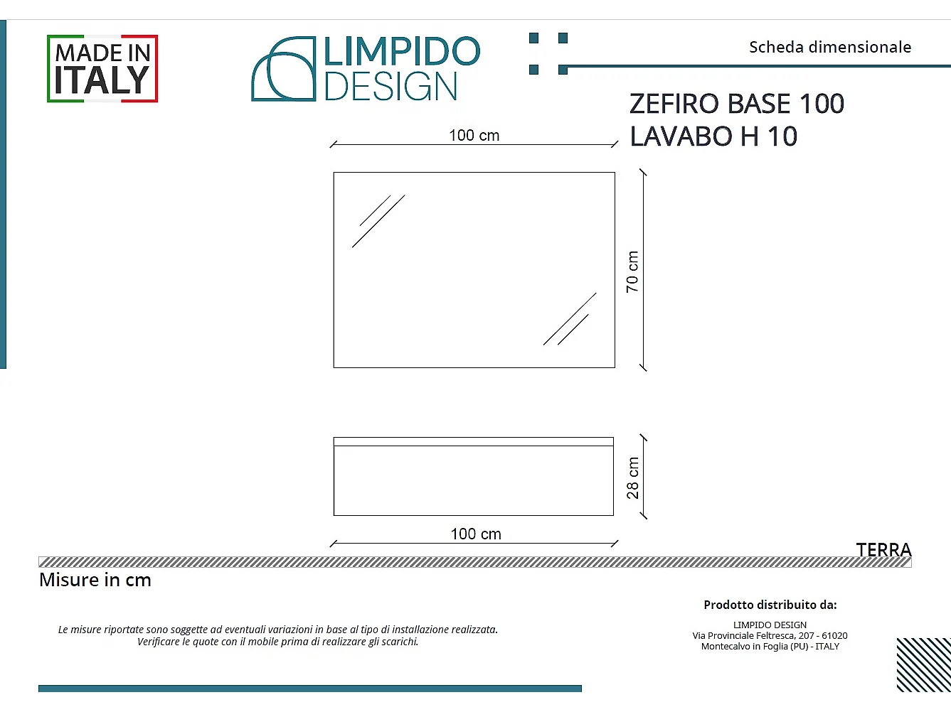 Mobile bagno sottolavabo con lavabo ad incasso L 100 x H 28 x P 46 specchio illuminato e porta asciugamano verde salvia