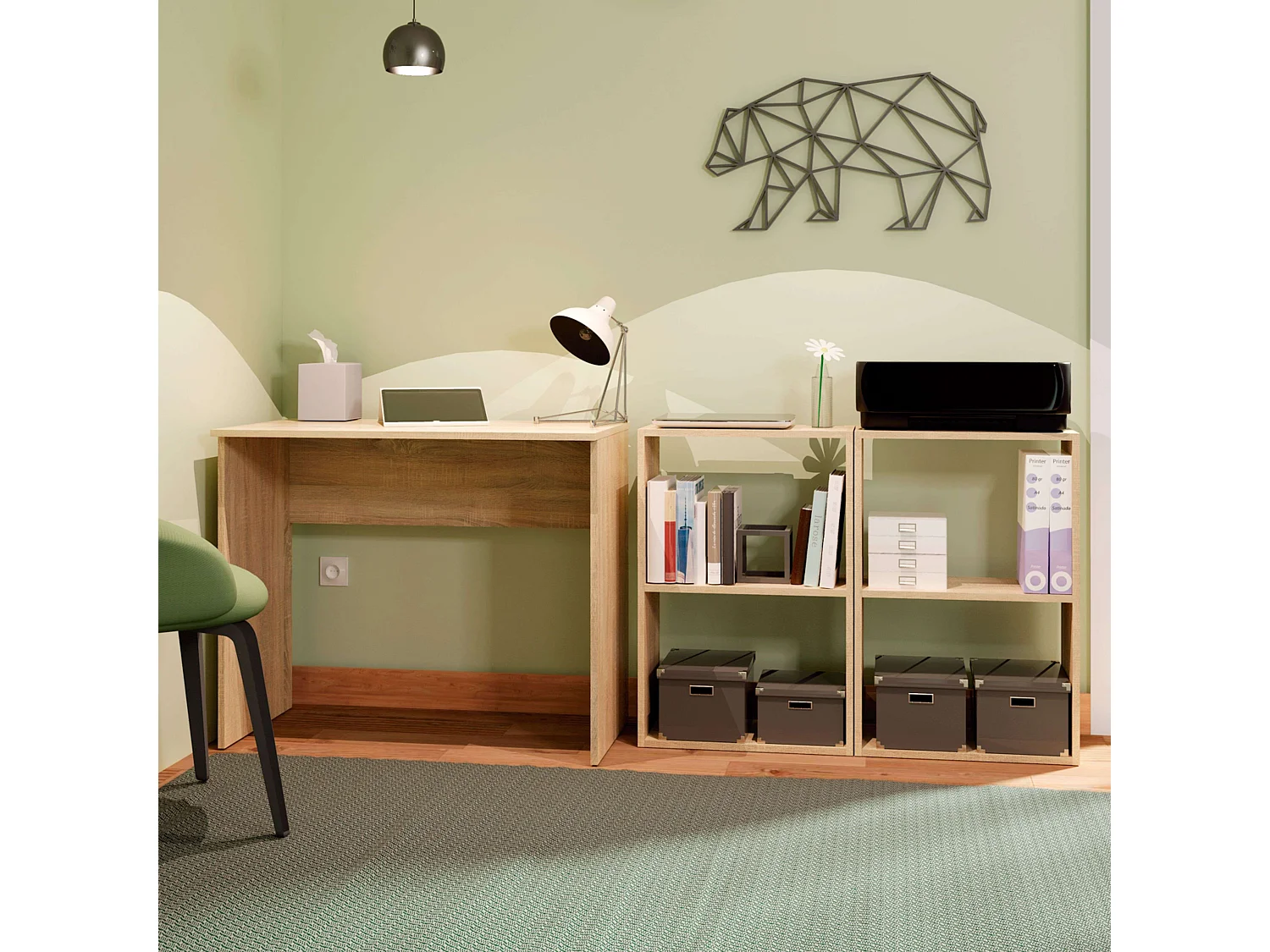 Bureau d'étude en mélamine chêne Cambrian 90 cm