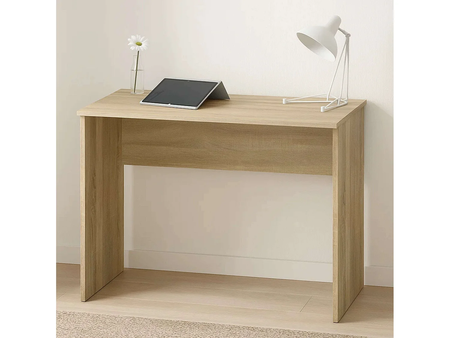Mesa de escritório de estudo em melamina de carvalho cambriano 90 cm