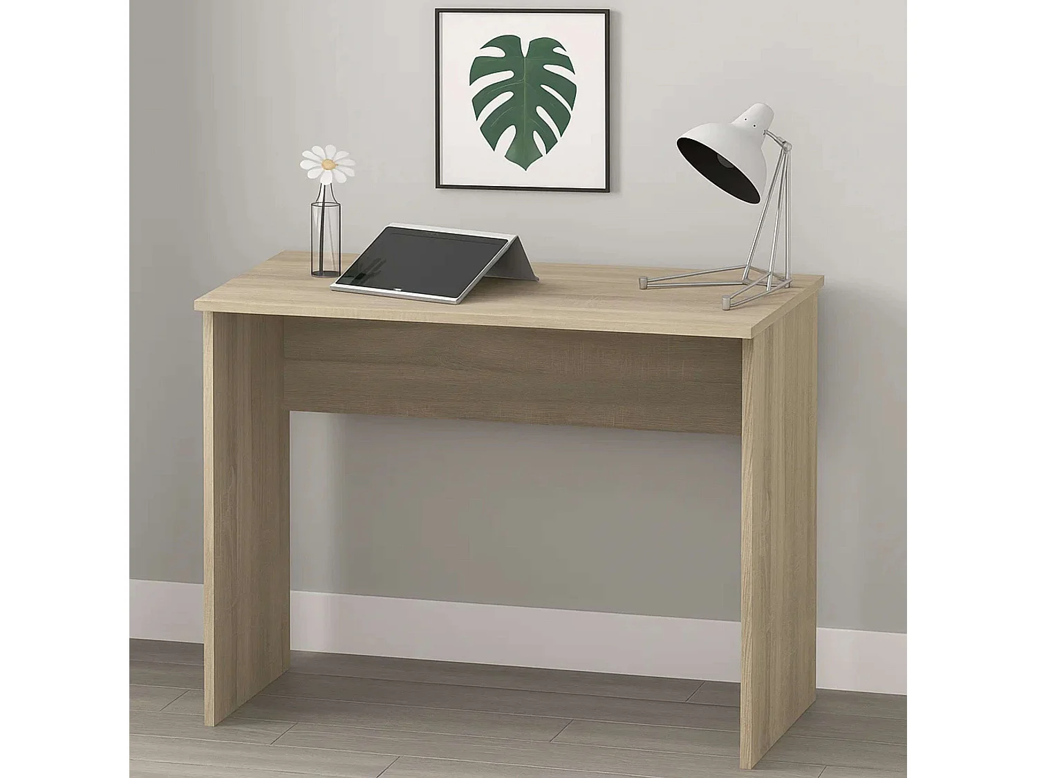 Mesa de escritório de estudo em melamina de carvalho cambriano 90 cm