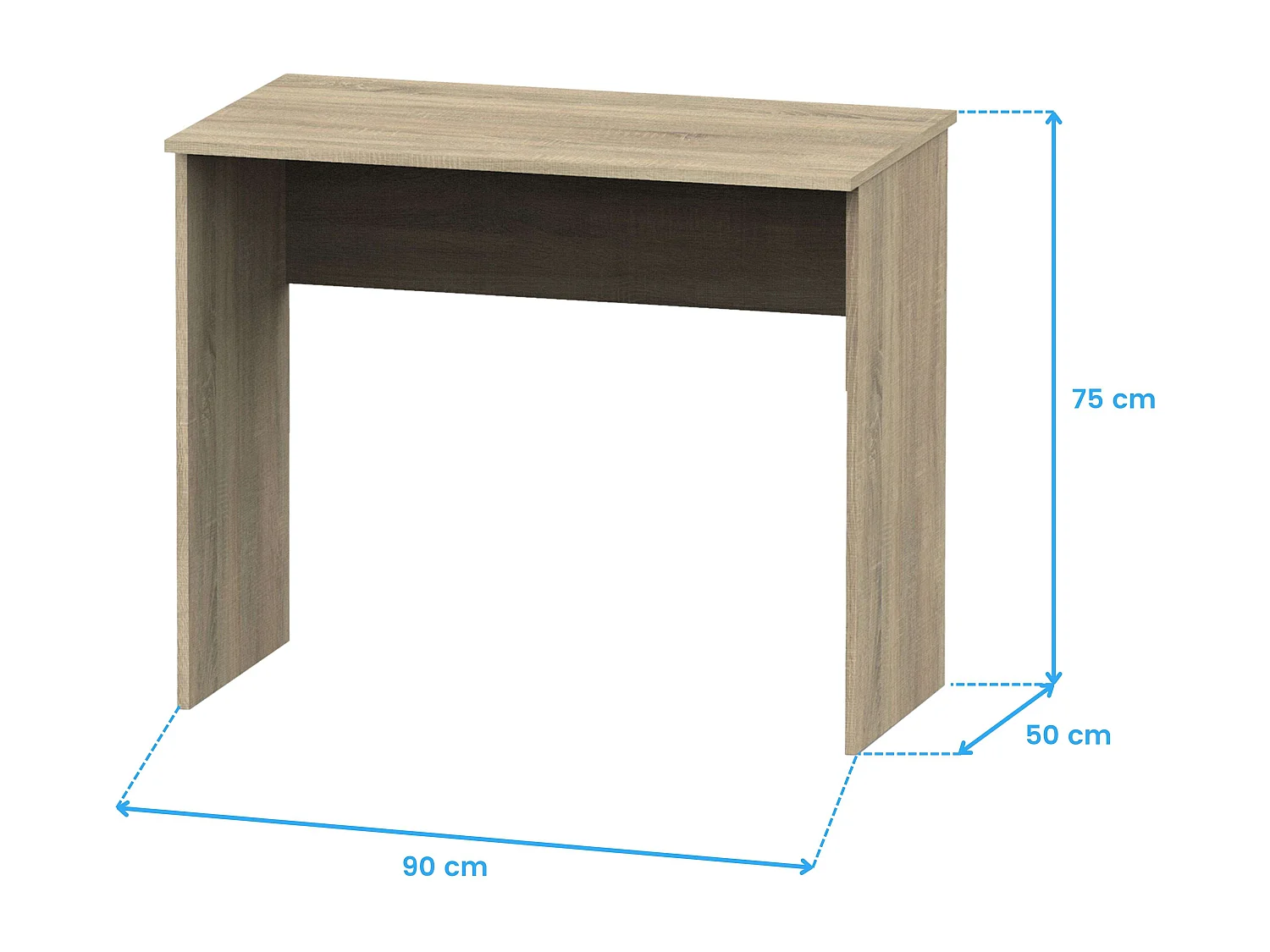 Mesa de escritório de estudo em melamina de carvalho cambriano 90 cm