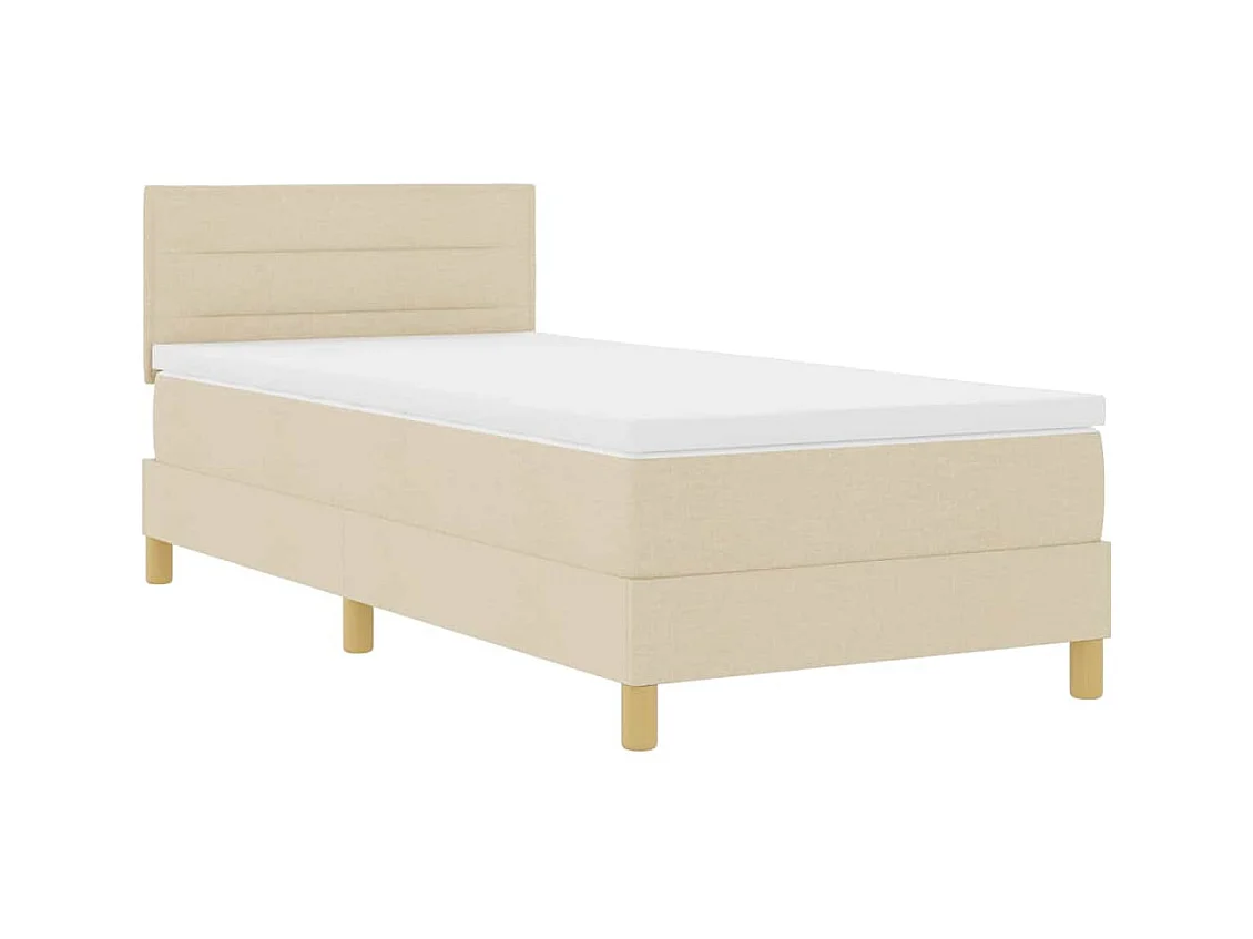 Lit simple-Lit boxspring avec matelas avec matelas Crème 80 x 200 cm tissu