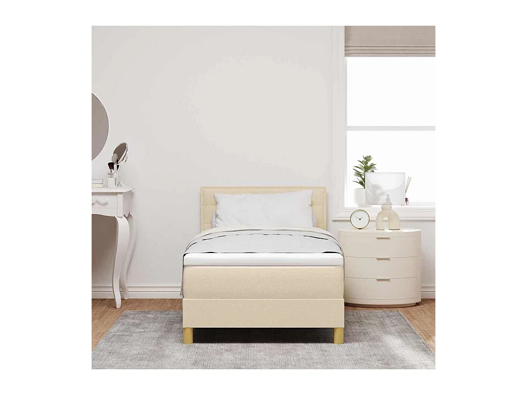 Lit simple-Lit boxspring avec matelas avec matelas Crème 80 x 200 cm tissu