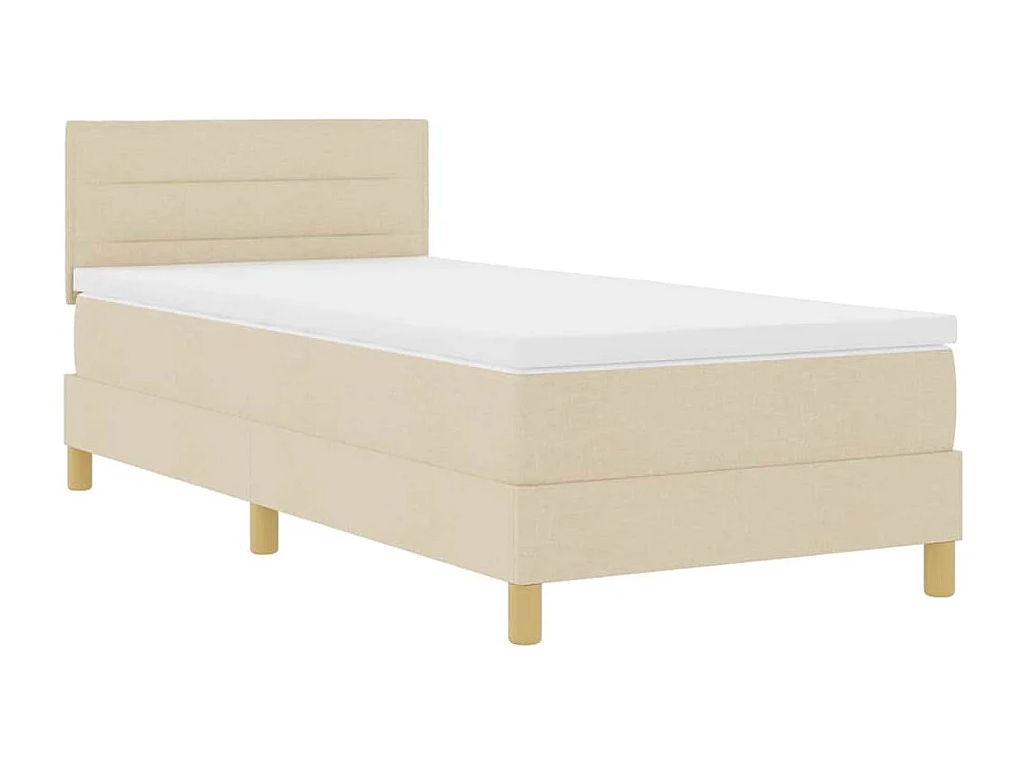 Einzelbett | Bettgestell | Boxspringbett mit Matratze mit Kopfteil Creme 80x200 cm Stoff SHL637199
