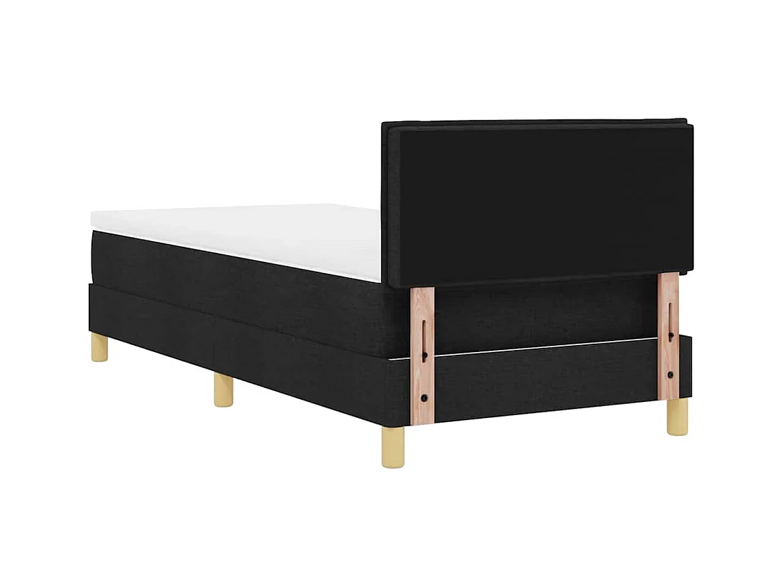 Lit simple-Lit adulte-Lit boxspring avec matelas avec matelas Noir 90 x 190 cm tissu