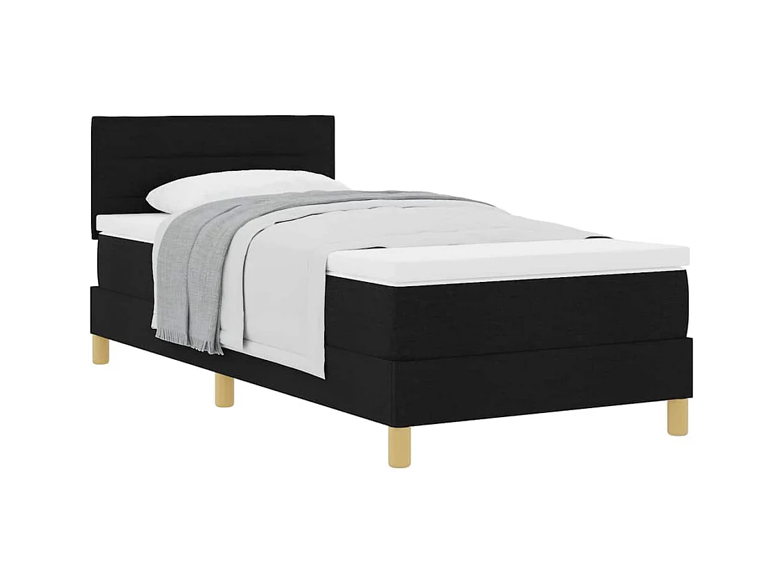 Lit simple-Lit adulte-Lit boxspring avec matelas avec matelas Noir 90 x 190 cm tissu