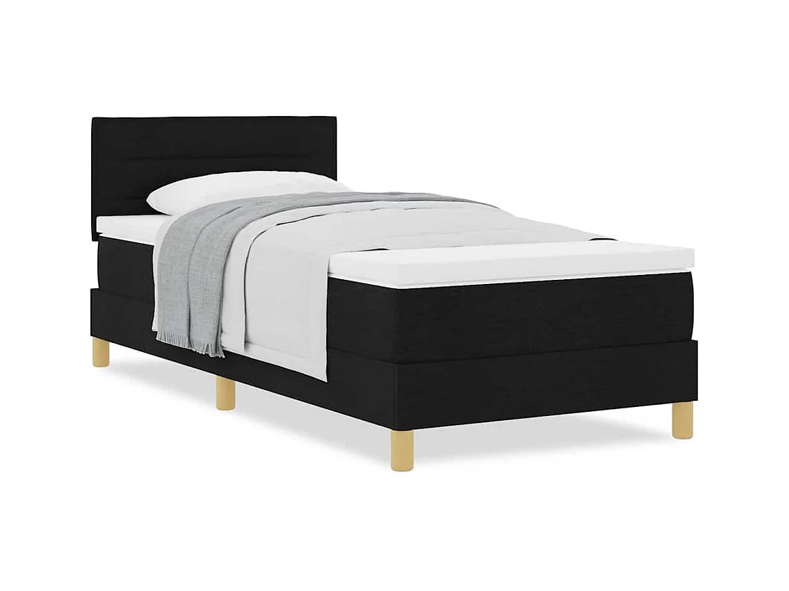 Lit simple-Lit adulte-Lit boxspring avec matelas avec matelas Noir 90 x 190 cm tissu