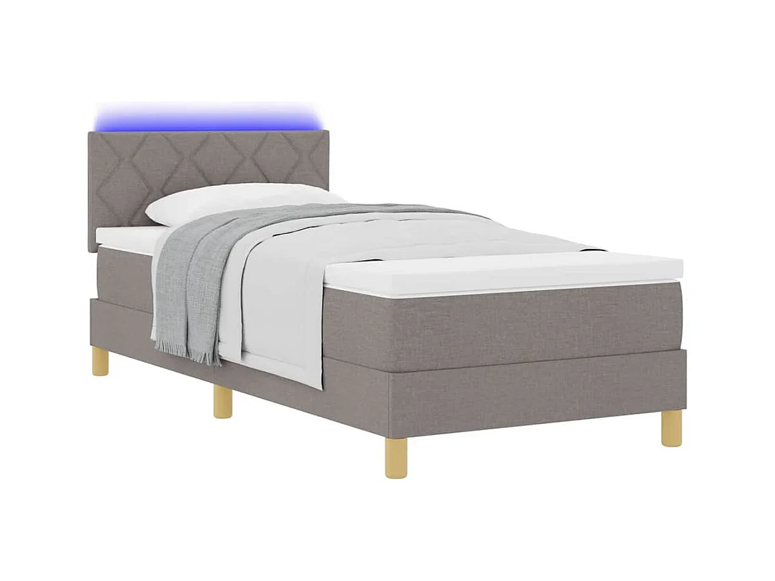 Lit simple-Lit adulte-Lit boxspring avec matelas Taupe 100 x 200 cm tissu