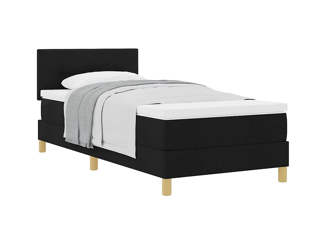 Lit simple-Lit boxspring avec matelas avec matelas Noir 80 x 200 cm tissu