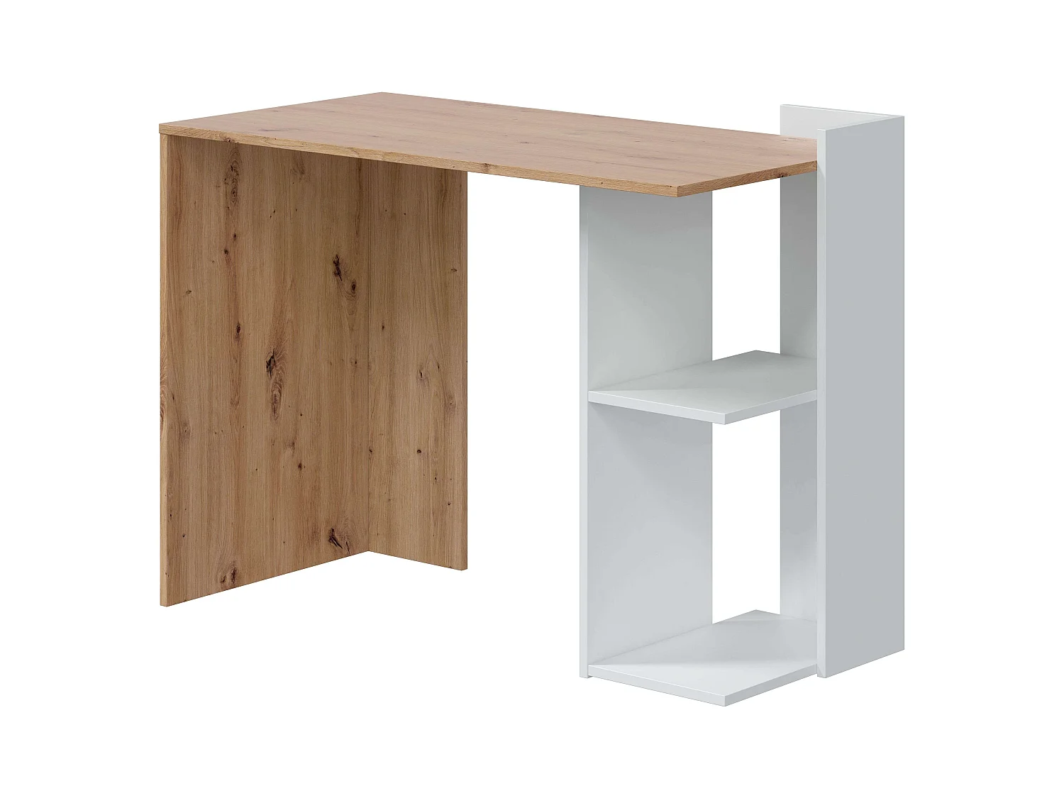 Pack Oficina Escritorio Estantería blanco/roble Diseño moderno