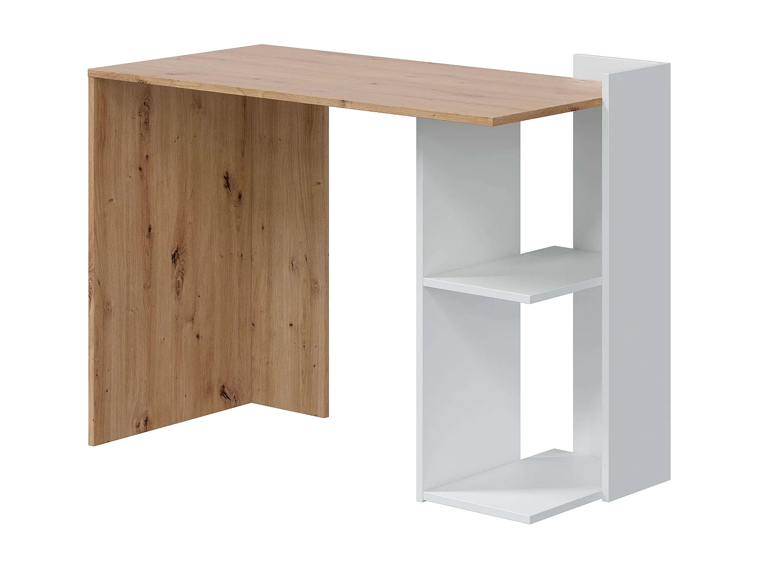 Pacote de estante para escritório em branco/carvalho com design moderno