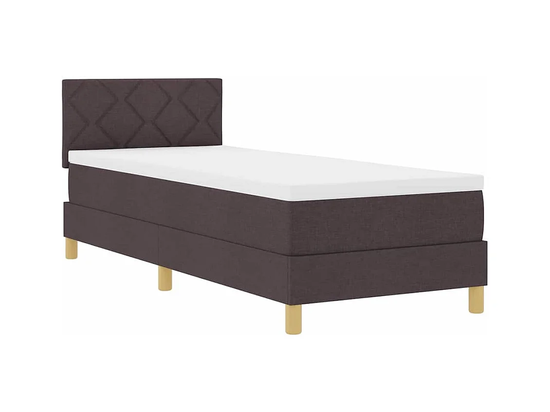 Lit simple-Lit boxspring avec matelas Marron foncé 80 x 200 cm tissu