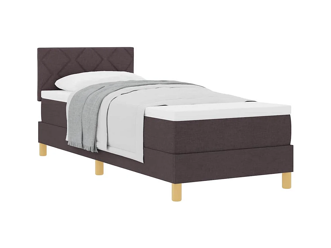 Lit simple-Lit boxspring avec matelas Marron foncé 80 x 200 cm tissu
