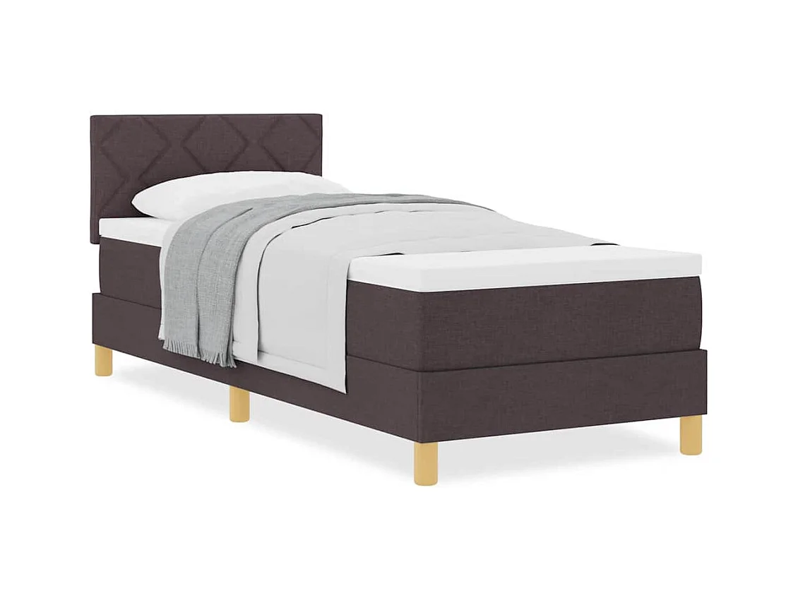 Lit simple-Lit boxspring avec matelas Marron foncé 80 x 200 cm tissu