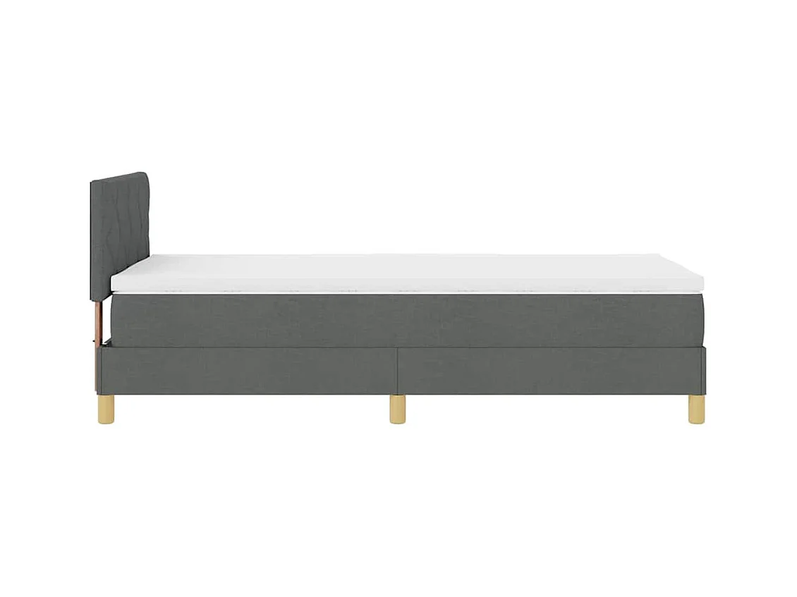 Lit simple-Lit adulte-Lit boxspring avec matelas Gris foncé 90 x 200 cm tissu