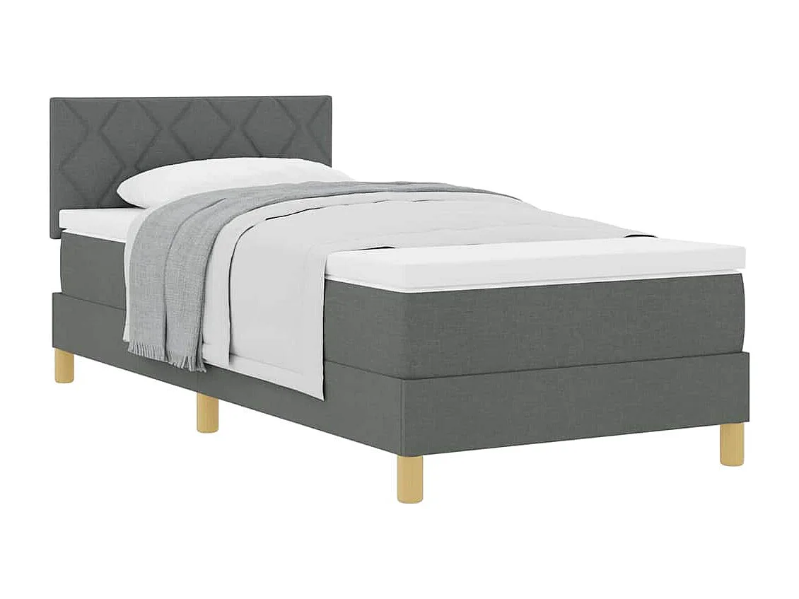 Einzelbett | Bettgestell | Boxspringbett mit Matratze Dunkelgrau 90x200 cm Stoff SHL160769