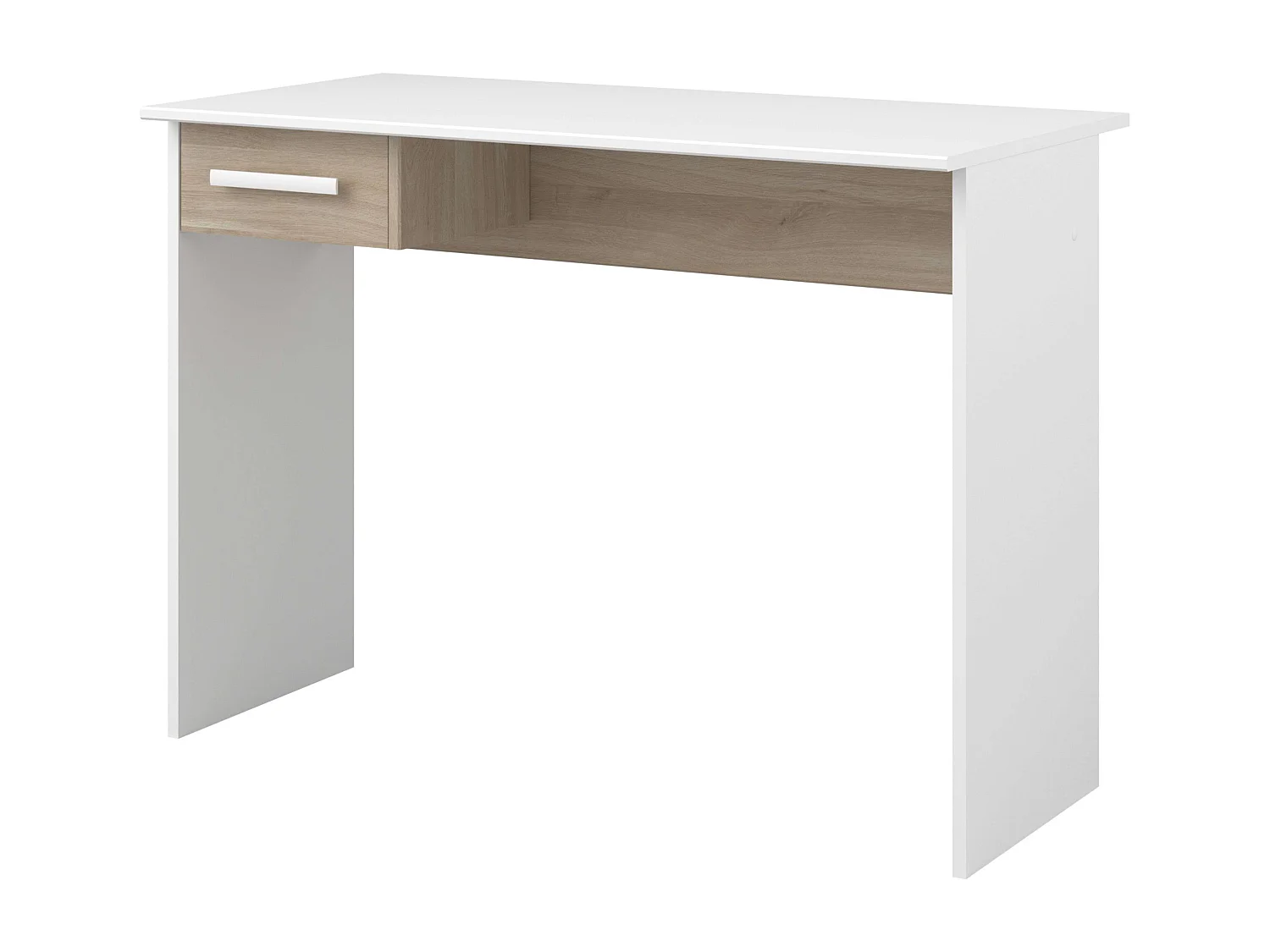 Mesa Escritorio Juvenil Riviera en Blanco Mate y Roble Japonés 101 cm