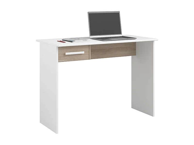 Bureau Riviera Youth en blanc mat et chêne japonais 101 cm