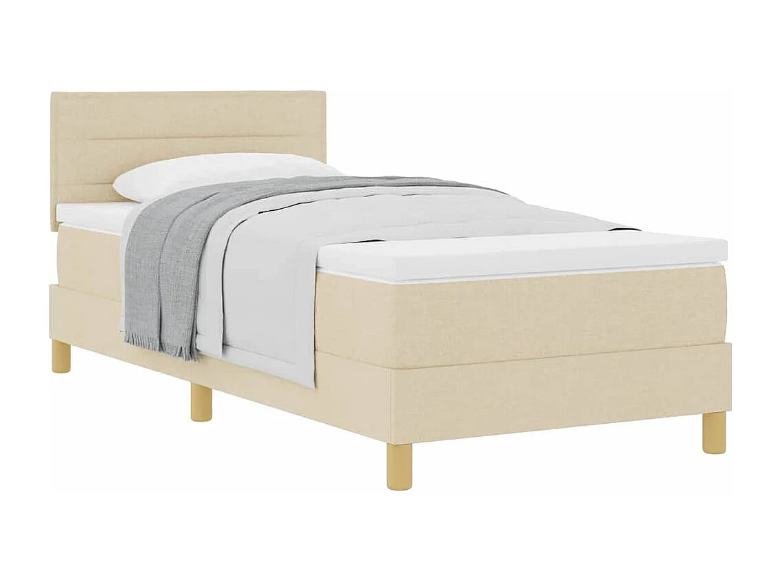 Einzelbett | Bettgestell | Boxspringbett mit Matratze Creme 100x200 cm Stoff SHL421713