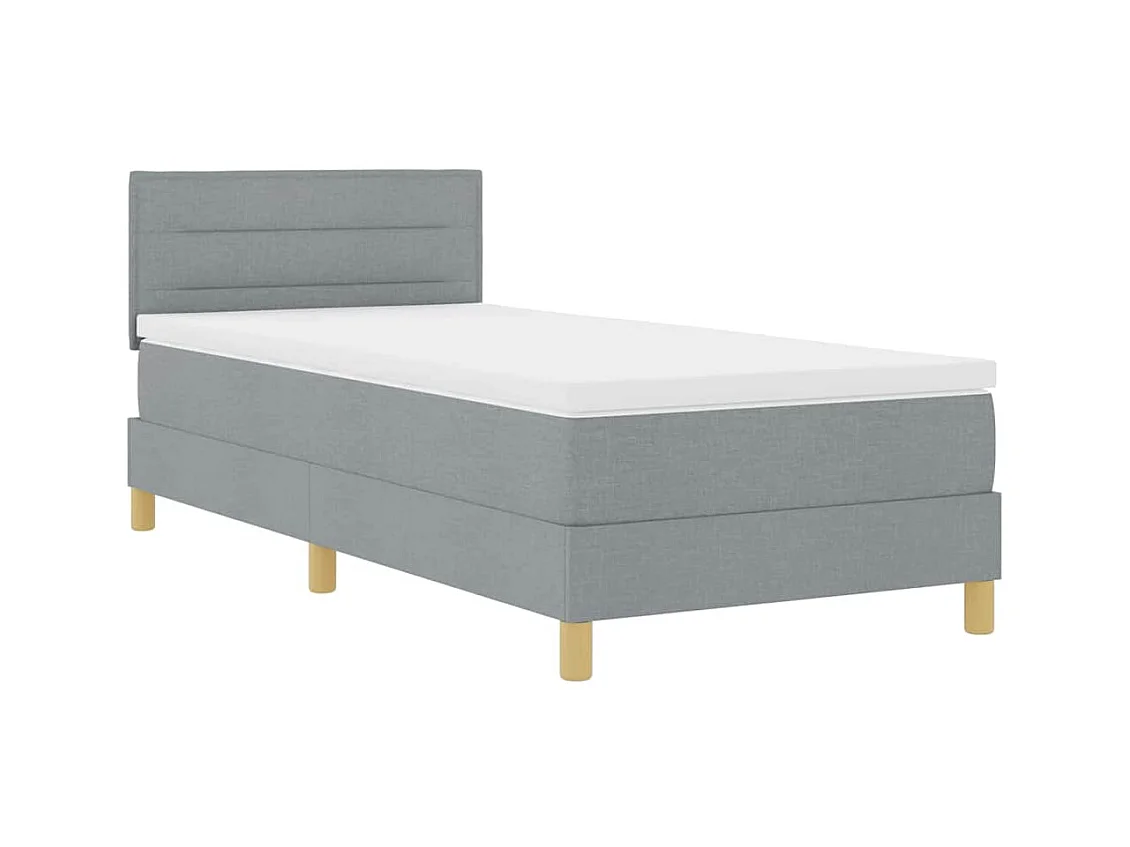 Lit simple-Lit adulte-Lit boxspring avec matelas Gris clair 90 x 200 cm tissu