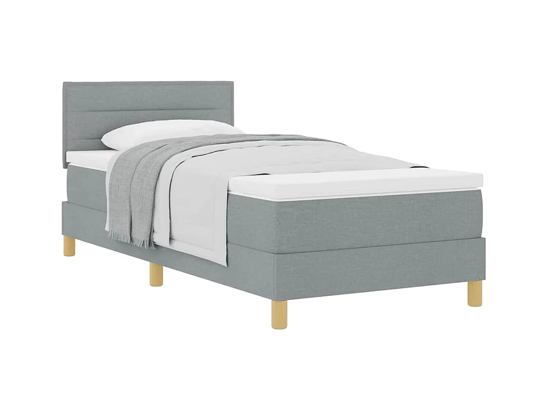 Lit simple-Lit adulte-Lit boxspring avec matelas Gris clair 90 x 200 cm tissu
