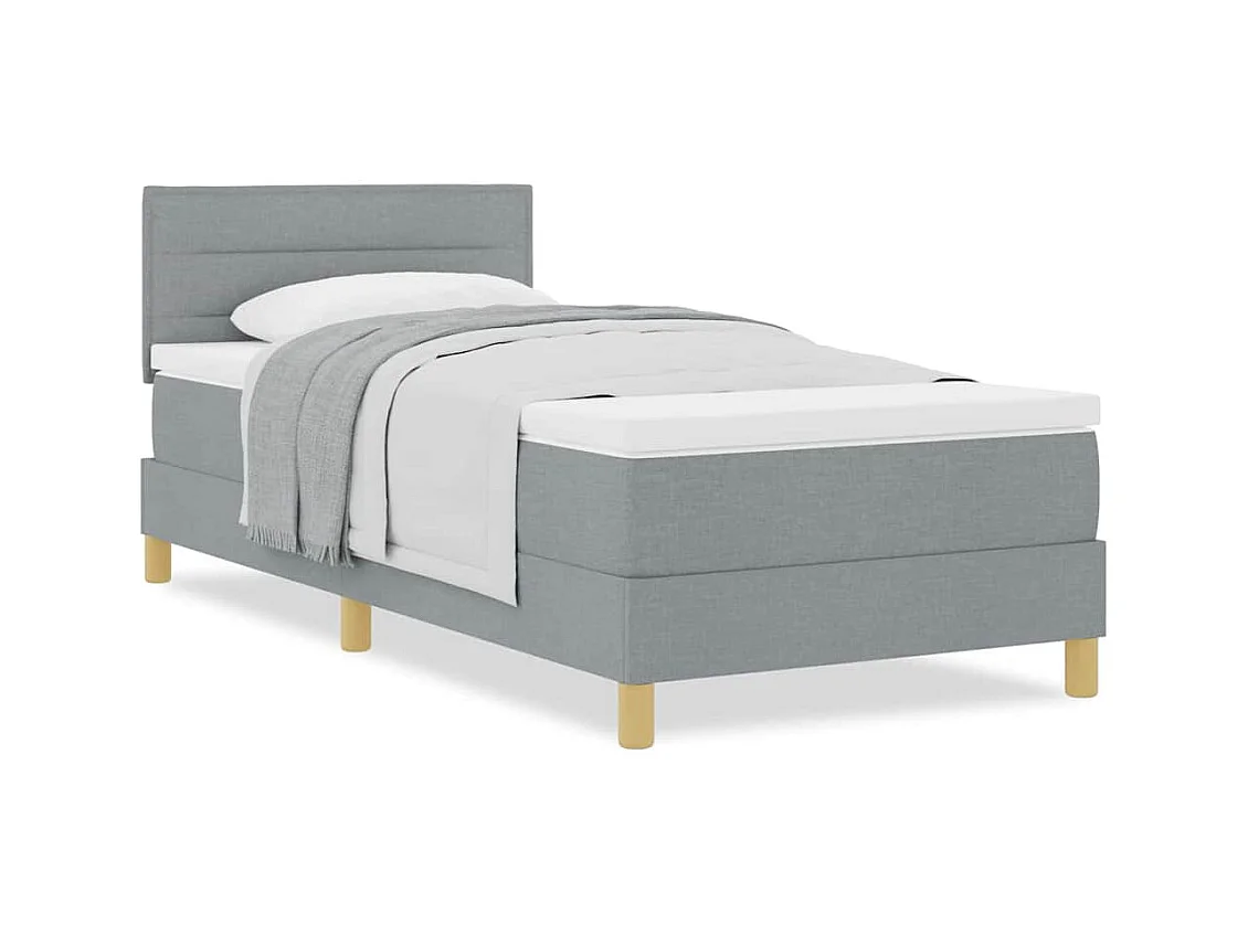 Lit simple-Lit adulte-Lit boxspring avec matelas Gris clair 90 x 200 cm tissu