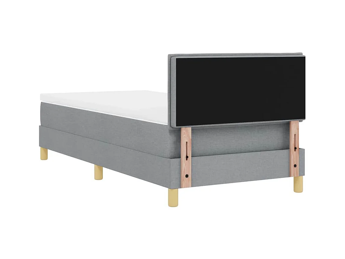 Lit simple-Lit adulte-Lit boxspring avec matelas Gris clair 90 x 200 cm tissu