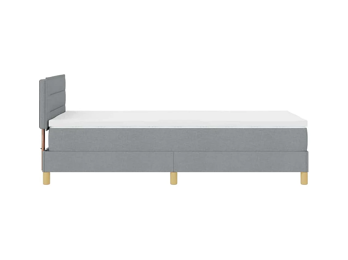 Lit simple-Lit adulte-Lit boxspring avec matelas Gris clair 90 x 200 cm tissu