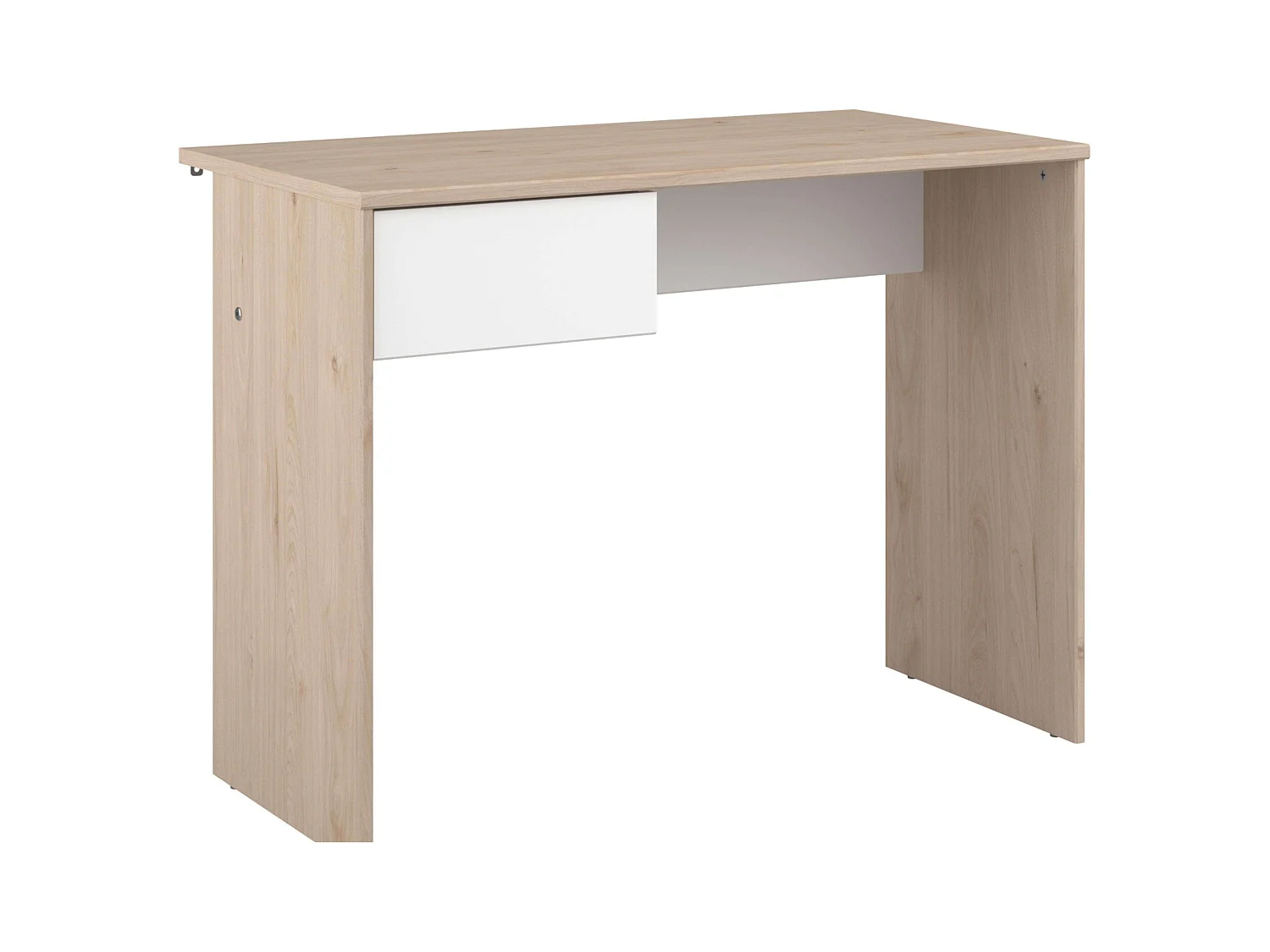 Bureau enfant 1 tiroir, chêne Jackson, blanc mat, 94x71x50 cm