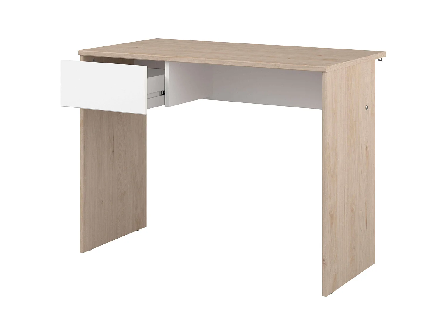 Bureau enfant 1 tiroir, chêne Jackson, blanc mat, 94x71x50 cm