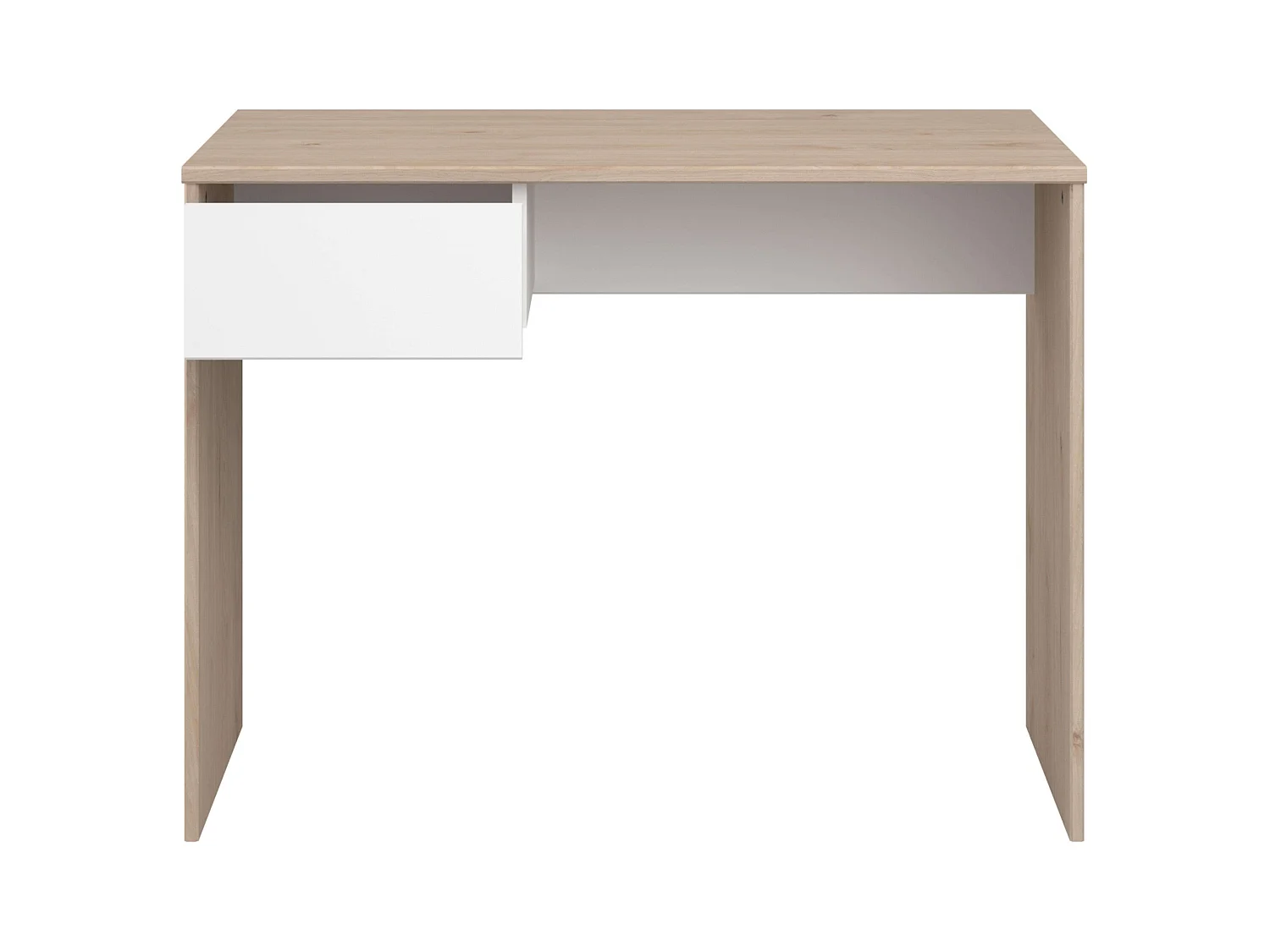 Bureau enfant 1 tiroir, chêne Jackson, blanc mat, 94x71x50 cm