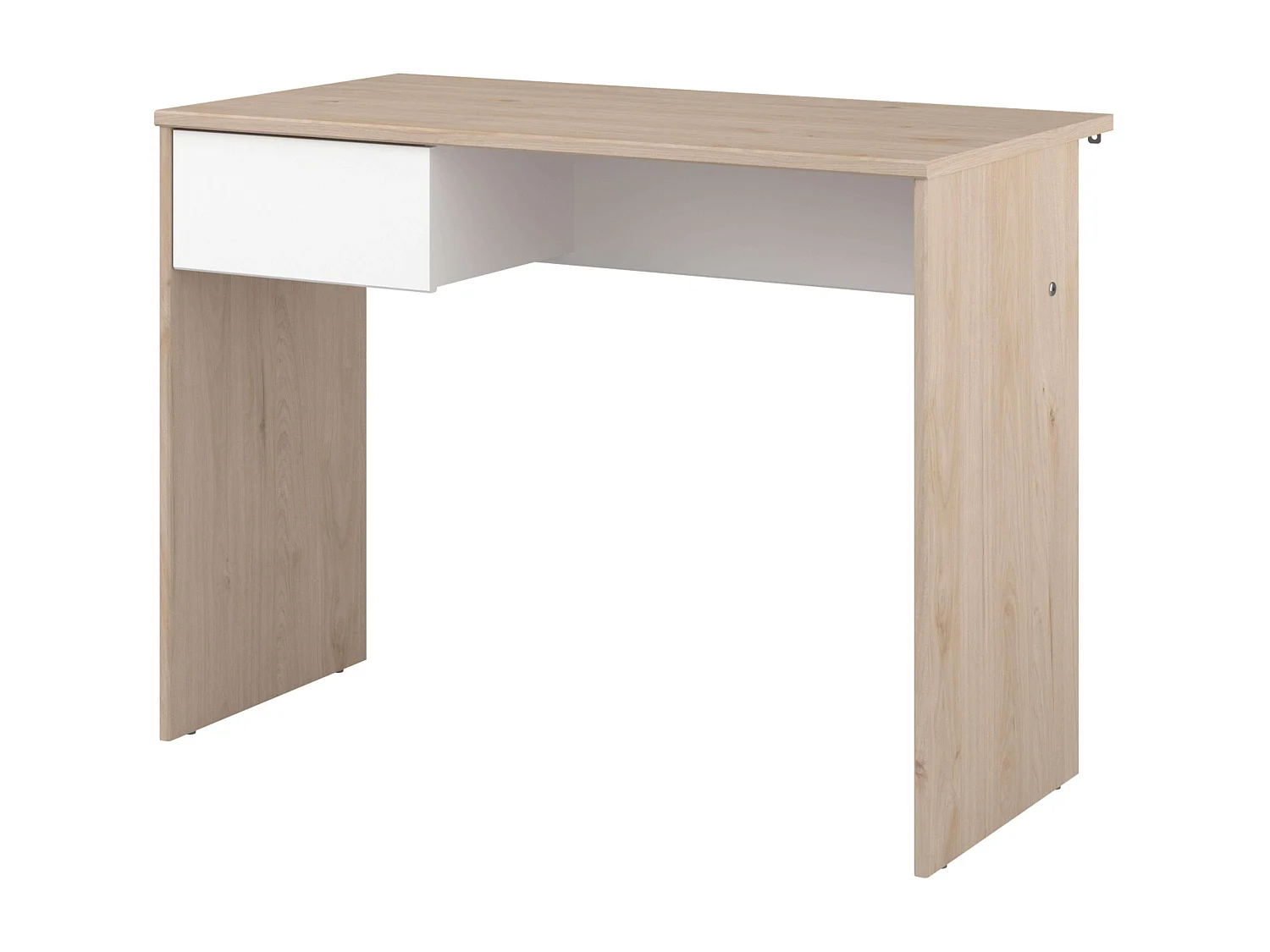 Bureau enfant 1 tiroir, chêne Jackson, blanc mat, 94x71x50 cm