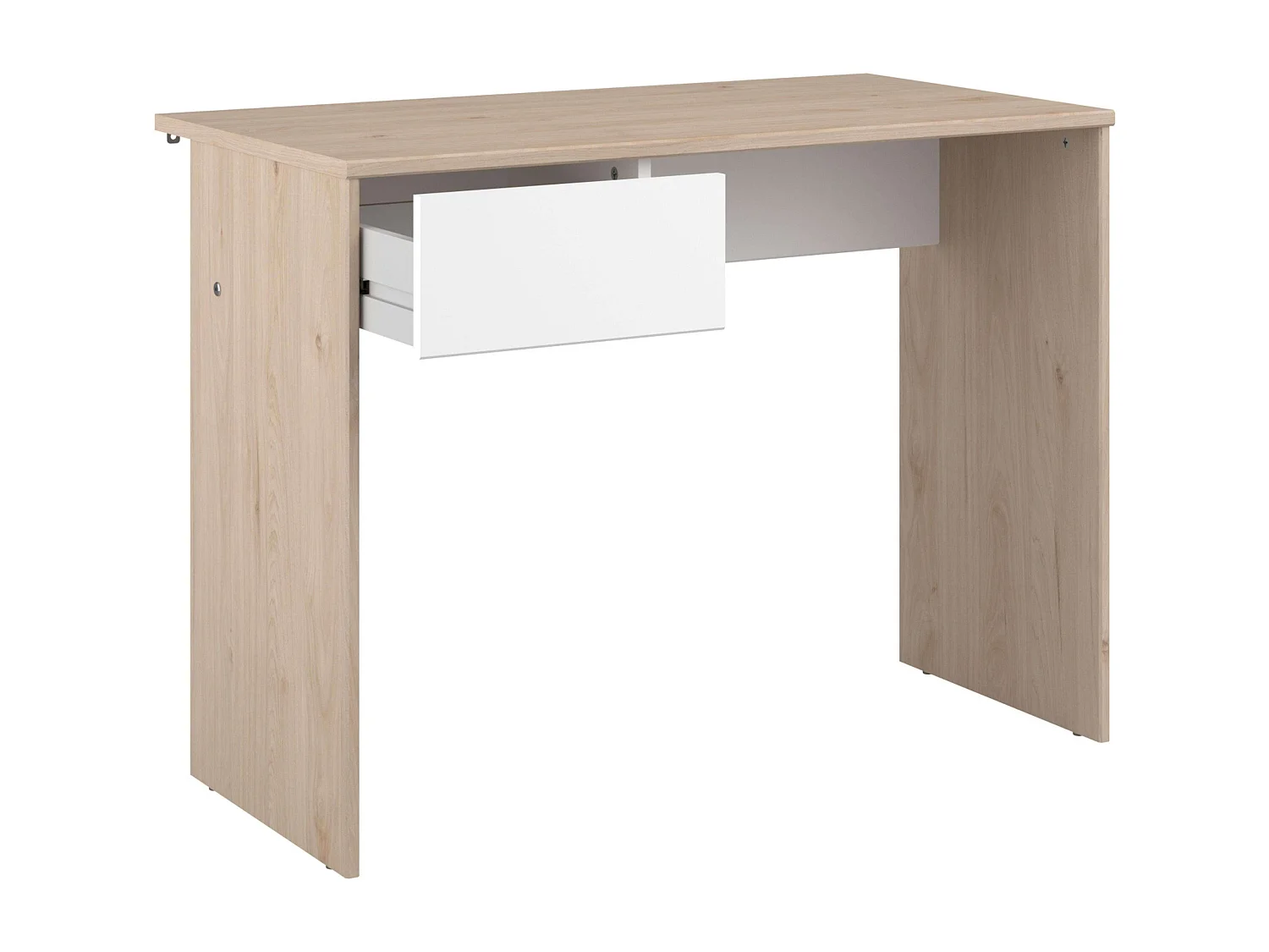 Bureau enfant 1 tiroir, chêne Jackson, blanc mat, 94x71x50 cm