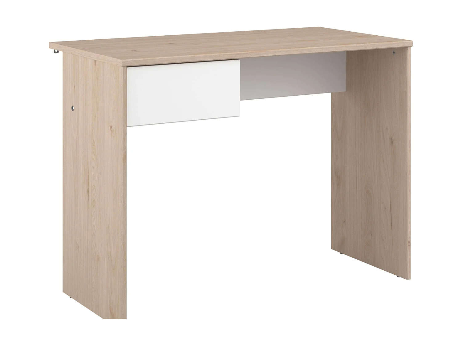 Mesa de escritório infantil e juvenil com 1 gaveta, carvalho Jackson, branco mate, 94x71x50 cm
