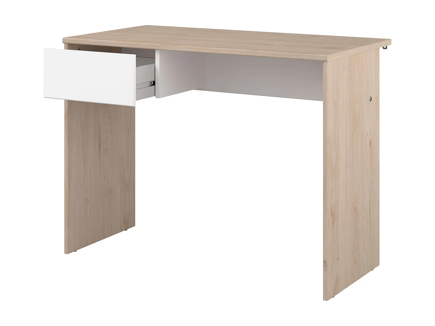 Mesa de escritório infantil e juvenil com 1 gaveta, carvalho Jackson, branco mate, 94x71x50 cm