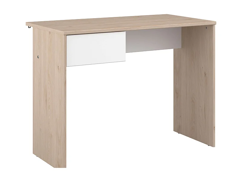 Bureau enfant 1 tiroir, chêne Jackson, blanc mat, 94x71x50 cm