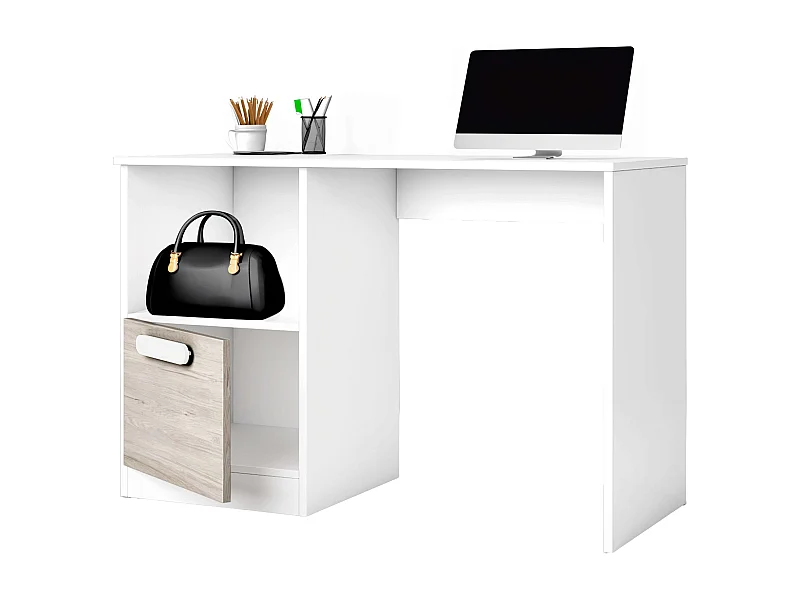 Mesa Escritorio Juvenil Estelle Estilo Nórdico Blanco Mate Roble 100 cm