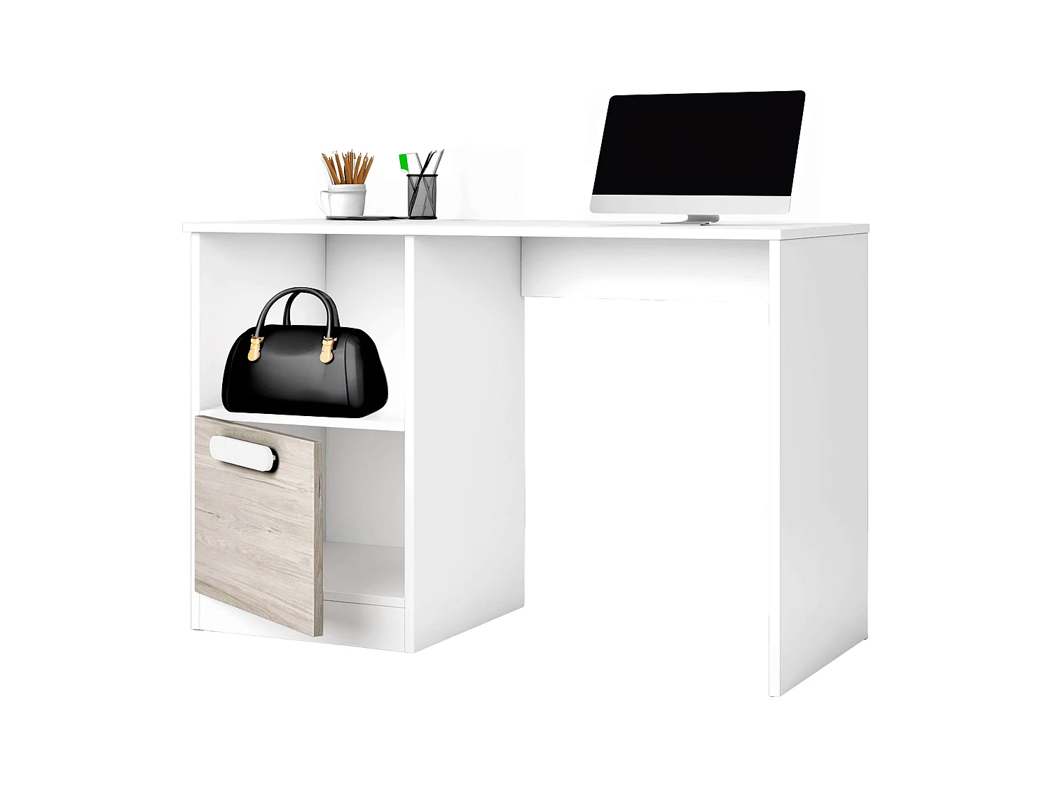 Bureau pour jeunes Estelle de style nordique en chêne blanc mat 100 cm