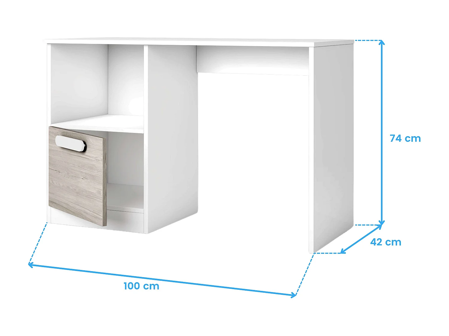 Mesa de escritório jovem estilo nórdico Estelle carvalho branco fosco 100 cm