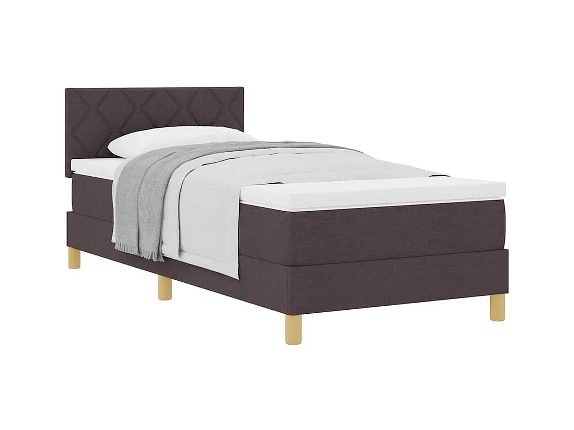 Lit simple-Lit adulte-Lit boxspring avec matelas Marron foncé 90 x 200 cm tissu