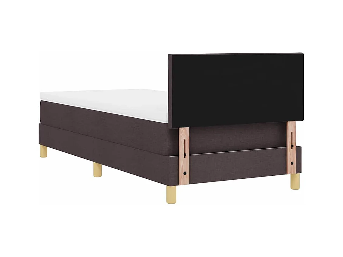 Lit simple-Lit adulte-Lit boxspring avec matelas Marron foncé 90 x 200 cm tissu