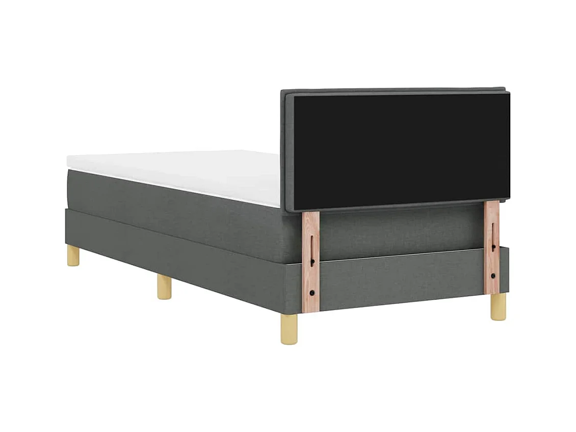 Lit simple-Lit adulte-Lit boxspring avec matelas Gris foncé 90 x 190 cm tissu