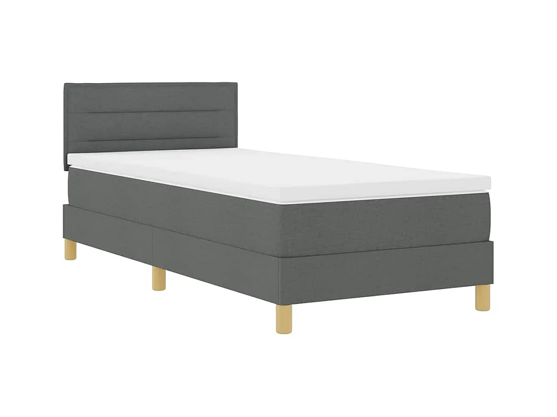 Lit simple-Lit adulte-Lit boxspring avec matelas Gris foncé 90 x 190 cm tissu