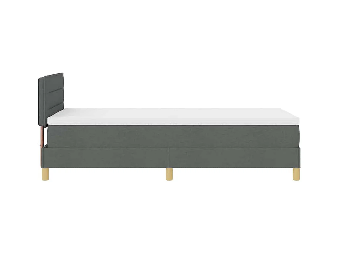 Lit simple-Lit adulte-Lit boxspring avec matelas Gris foncé 90 x 190 cm tissu