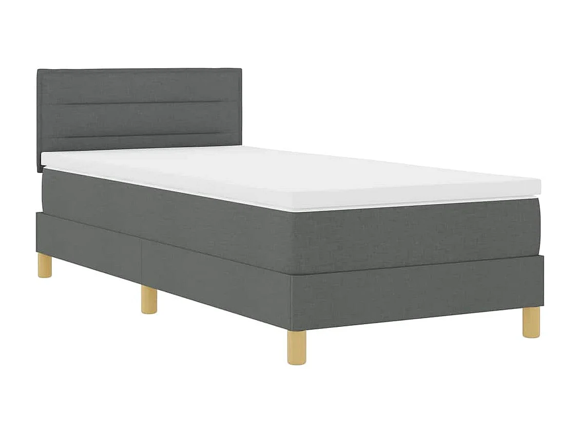 Cama individual-Cama para adultos-Cama tipo Box Spring con colchón Gris oscuro 90x190 cm tela SHL94660