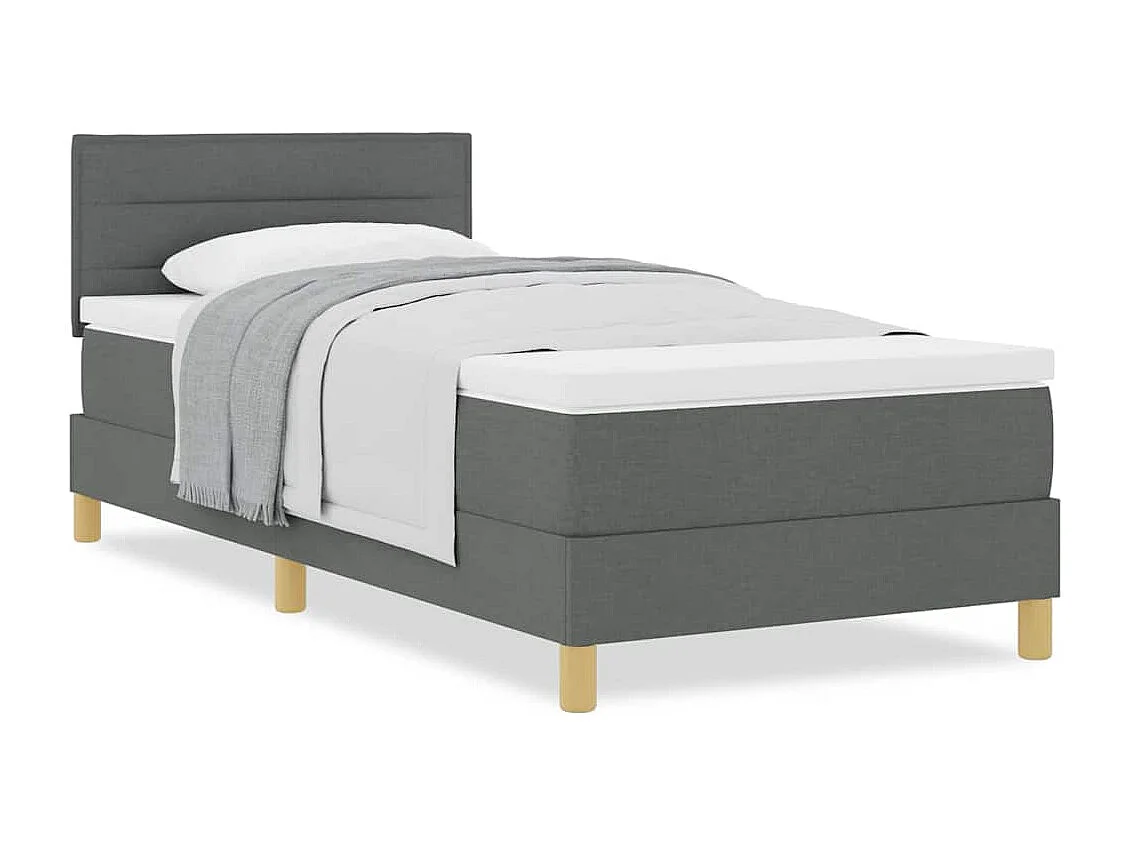 Cama individual-Cama para adultos-Cama tipo Box Spring con colchón Gris oscuro 90x190 cm tela SHL94660