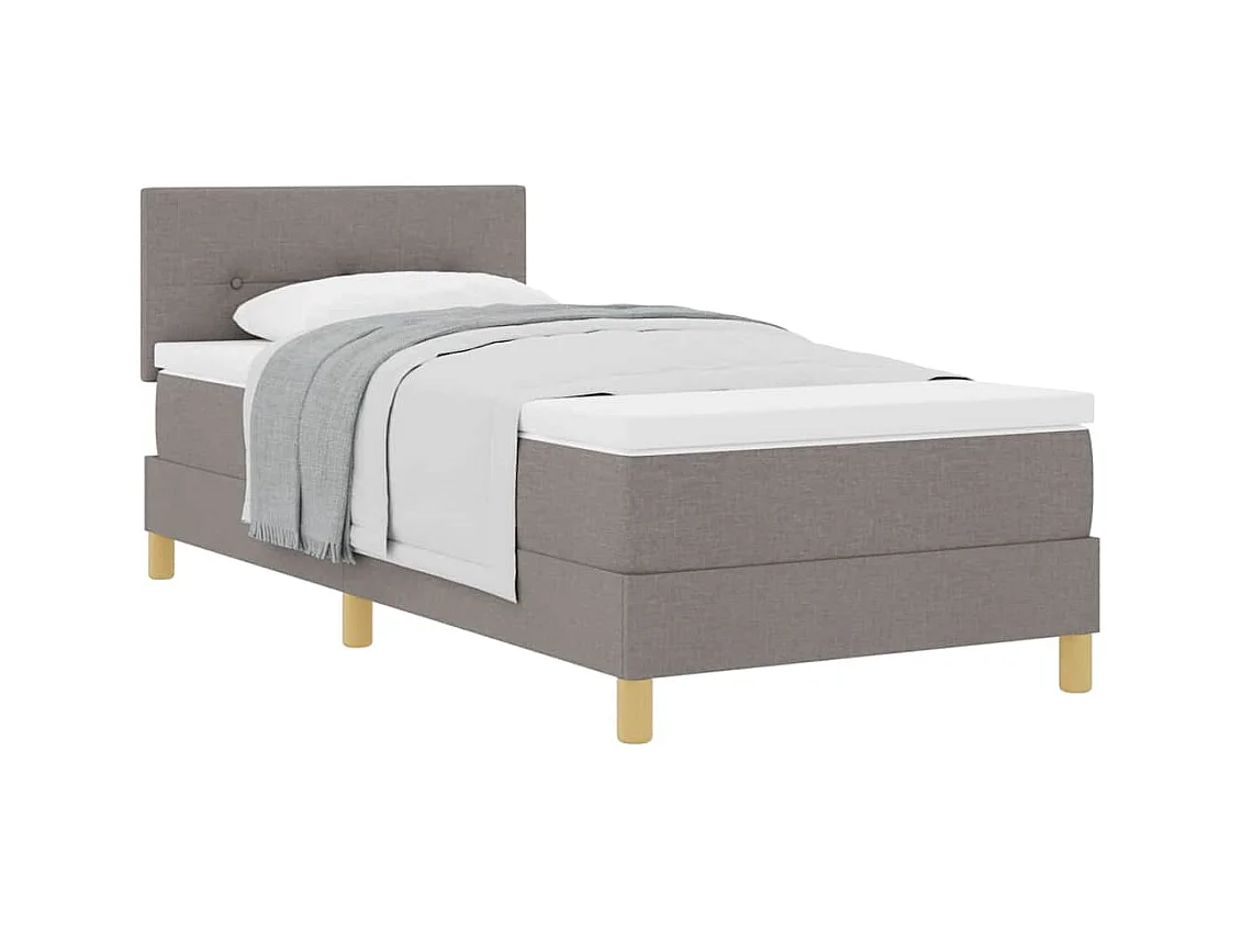 Lit simple-Lit adulte-Lit boxspring avec matelas avec matelas Taupe 90 x 190 cm tissu
