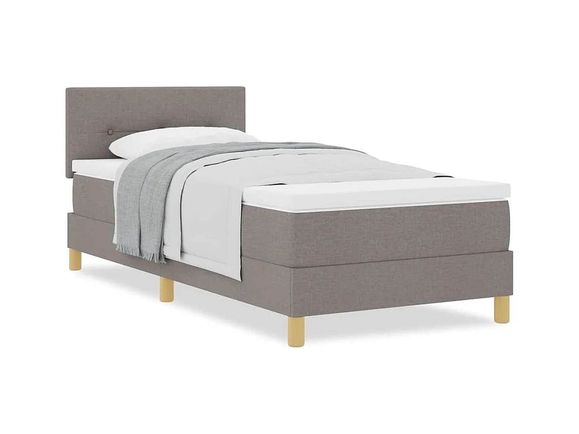 Lit simple-Lit adulte-Lit boxspring avec matelas avec matelas Taupe 90 x 190 cm tissu